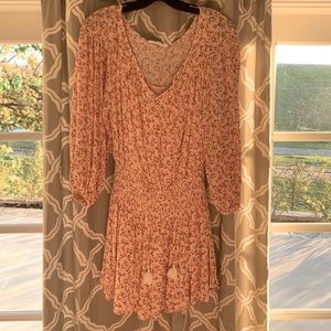 Orange floral cream mini dress
